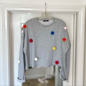Pom Pom gray shirt Colored Poms Large/L